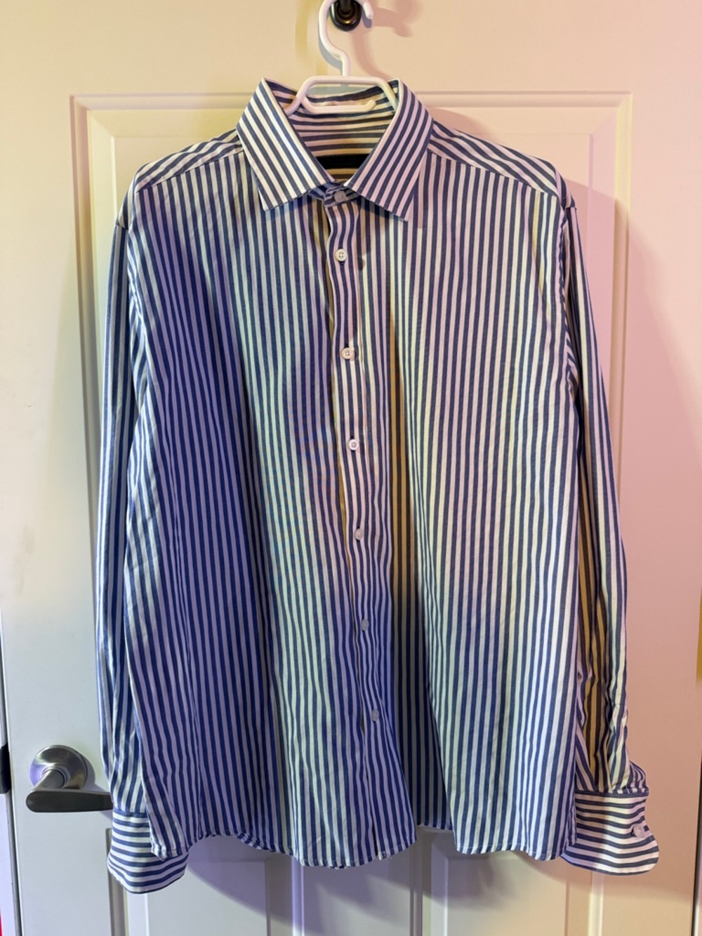 Jack and Jones Premium Men's Blue and White Striped Dress Shirt- XXL - Picture 3 of 9